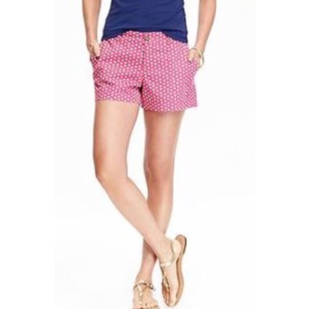 Old Navy Pink & White Seashell Print 100% Cotton Shorts Sz 2